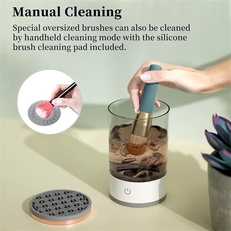 Revolutionary USB Electric Makeup Brush Cleaner - Effortless Cleaning & Drying Machine with Silicone Mat