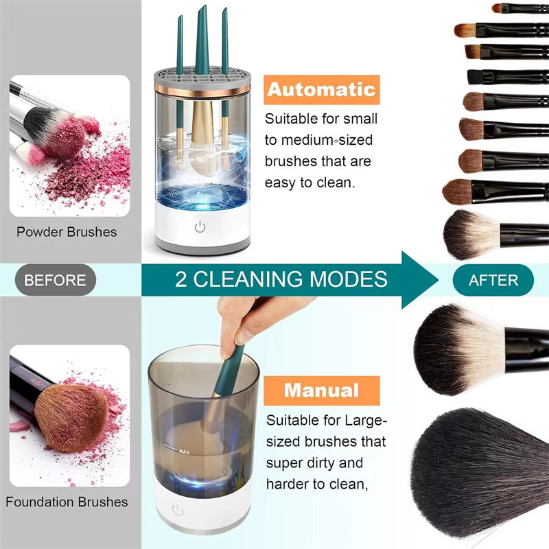 Revolutionary USB Electric Makeup Brush Cleaner - Effortless Cleaning & Drying Machine with Silicone Mat