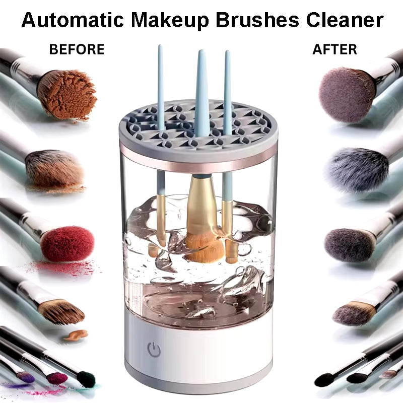 Revolutionary USB Electric Makeup Brush Cleaner - Effortless Cleaning & Drying Machine with Silicone Mat